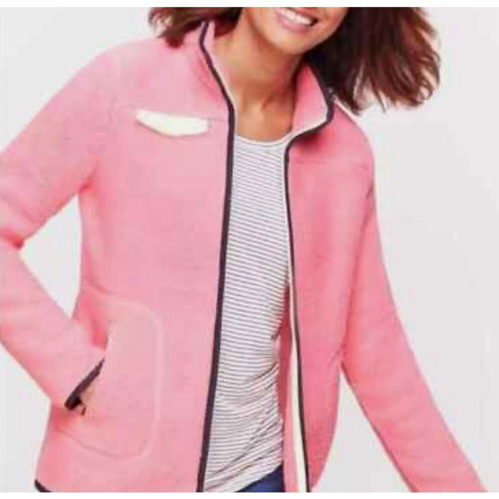 Talbots pink full zip Sherpa fleece jacket size small